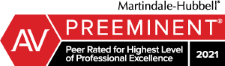 Martindale Hubbell AV Preeminent Peer Rated for Highest Level of Professional Excellence 2021